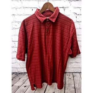 Tommy Bahama Polo‎ Shirt Mens L Dark Red Striped Short Sleeve Golf*